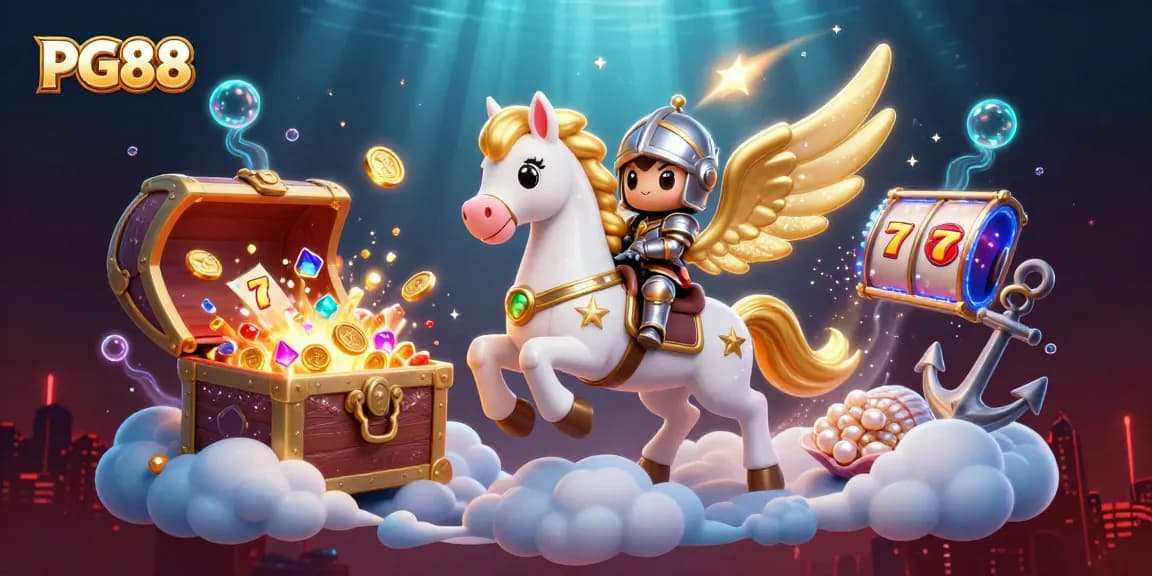 Join PG88 for an exciting gaming adventure with slot reels and golden treasures.