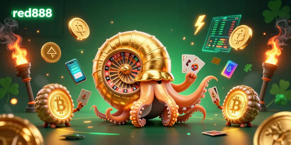Experience thrilling gaming with red888 featuring a giant nautilus roulette and crypto elements.