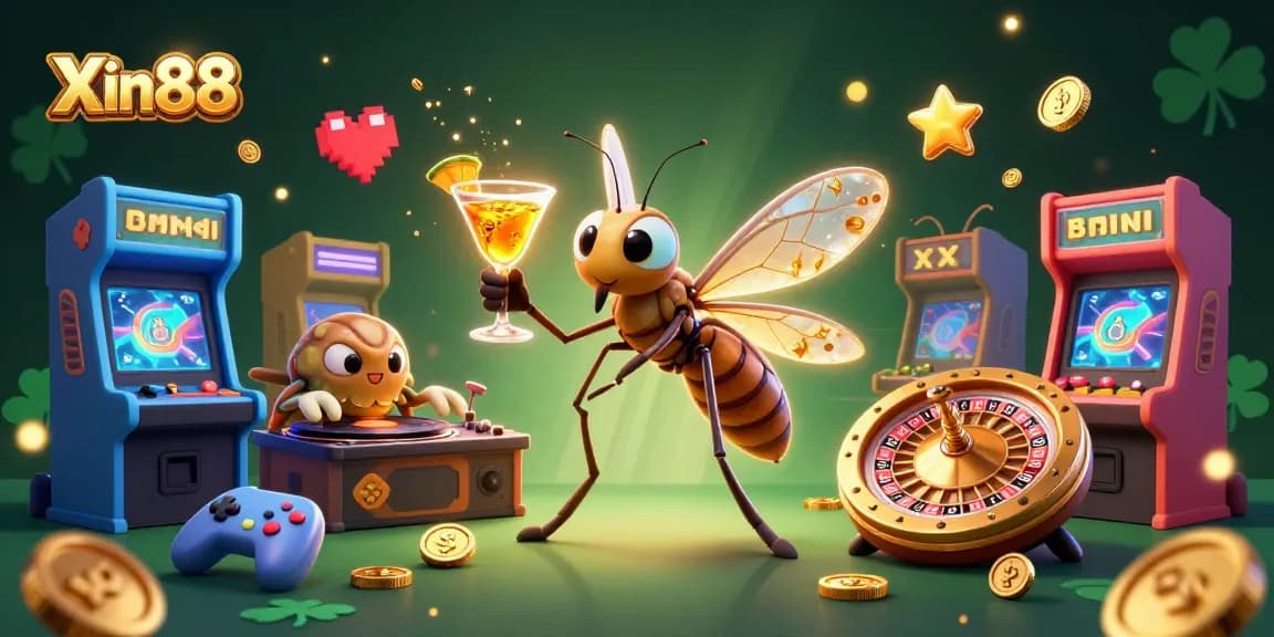Experience the thrilling atmosphere of Xin88 with a lively 3D casino scene, featuring unique characters and vibrant game elements.