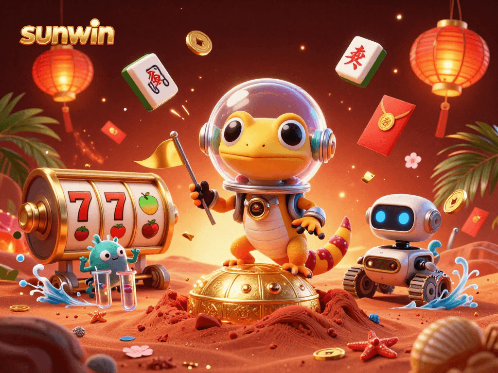 Join the Martian gecko in a vibrant sunwin casino adventure amidst dynamic games.