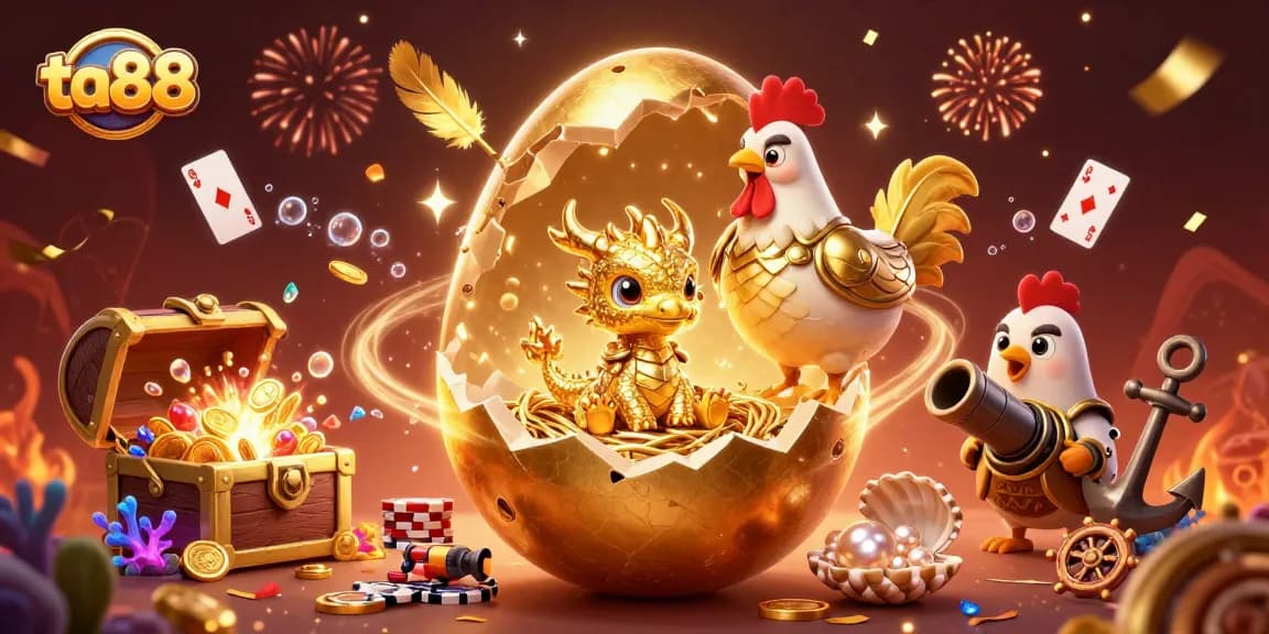Engage with ta88's thrilling atmosphere as a golden dragon emerges from poker chips.