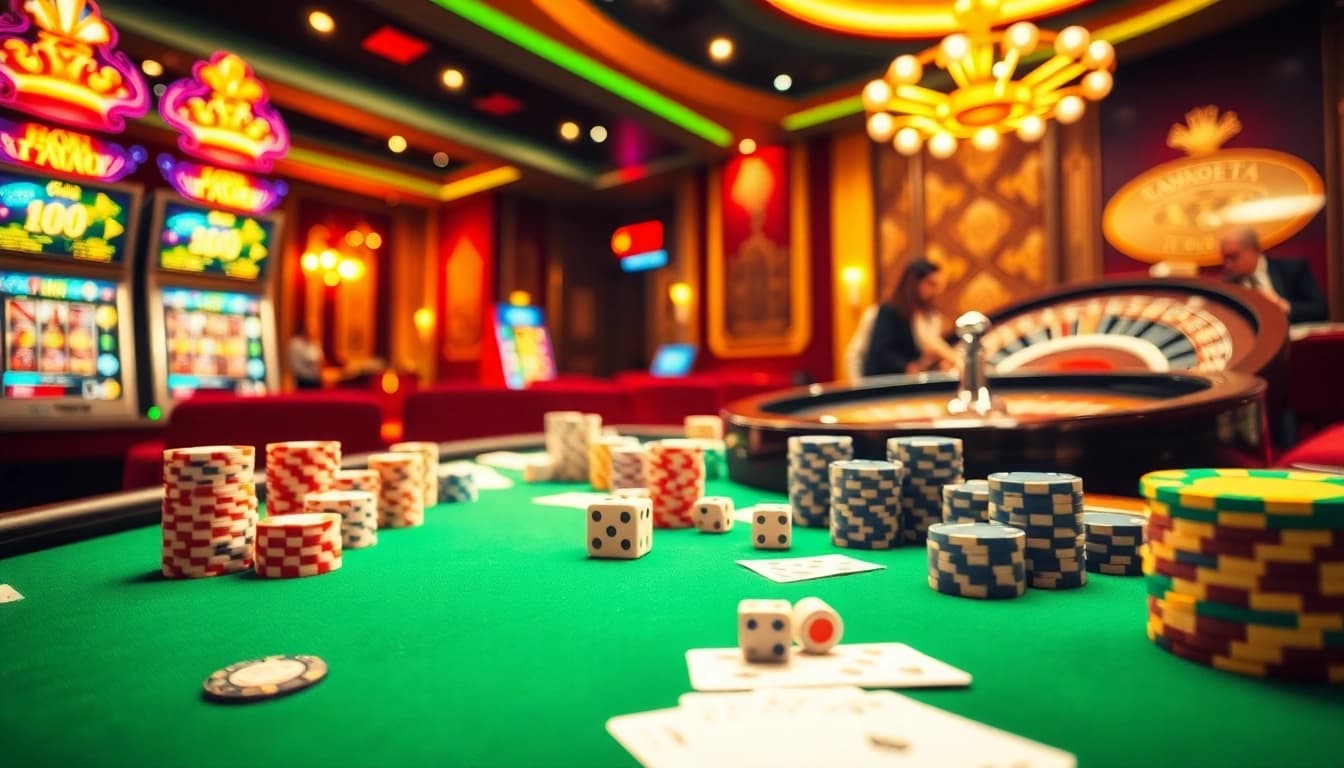 Jogando um jogo emocionante em uma mesa de cassino luxuosa com fichas de poker e cartas 69Y.