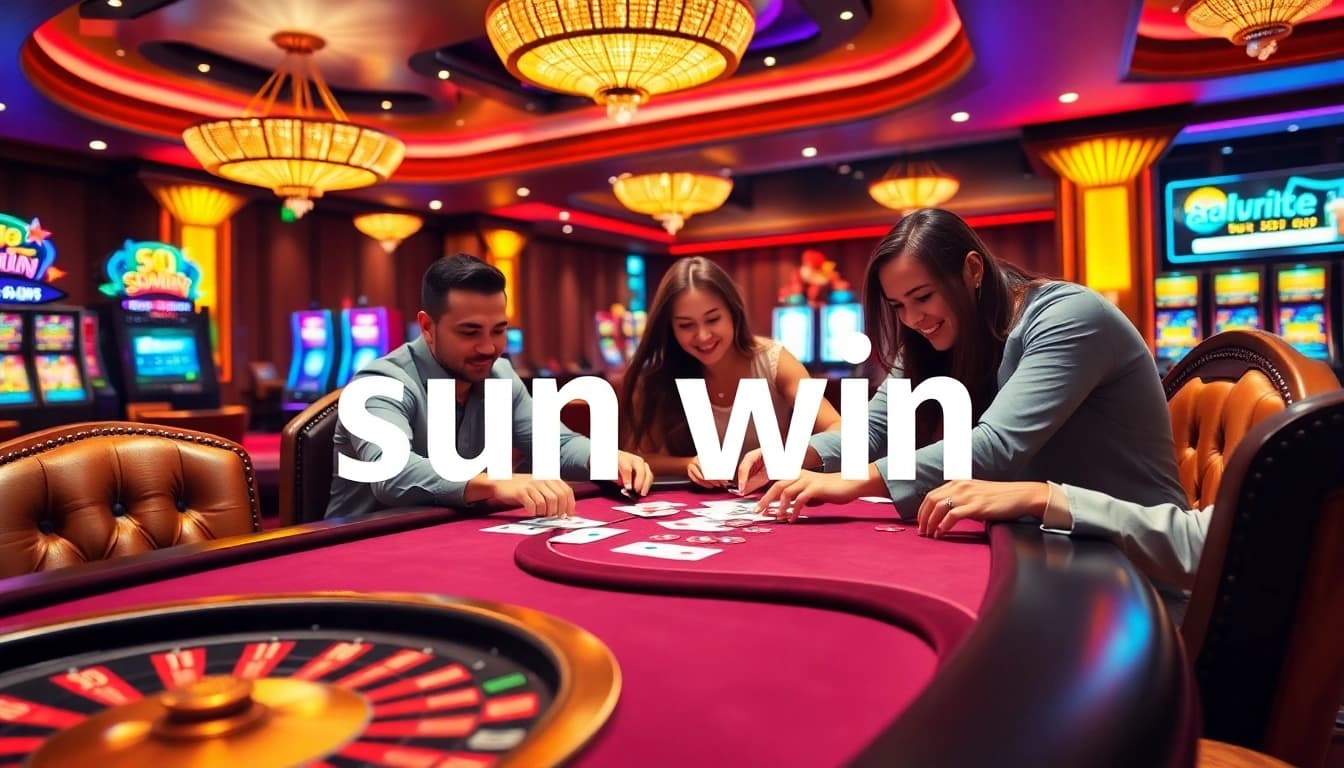 Experience the excitement of sun win with players at a vibrant casino table.