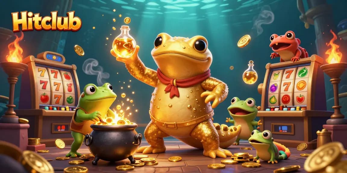 Hitclub brings exhilarating slot action to life with golden alchemy in this dynamic casino scene.
