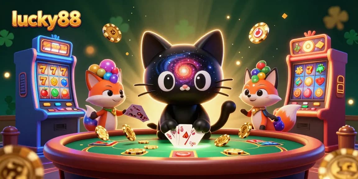 Experience thrilling gameplay with lucky88, featuring cosmic characters and colorful slot machines.