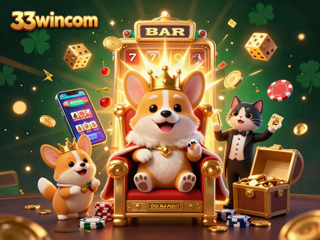 Experience excitement with the 33wincom jackpot in a vibrant 3D casino scene.