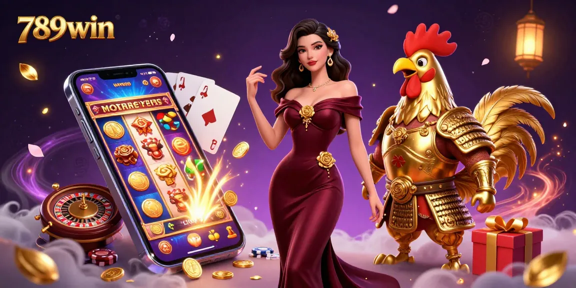 Experience thrilling moments with 789win in a vibrant 3D casino scene showcasing games and energy.