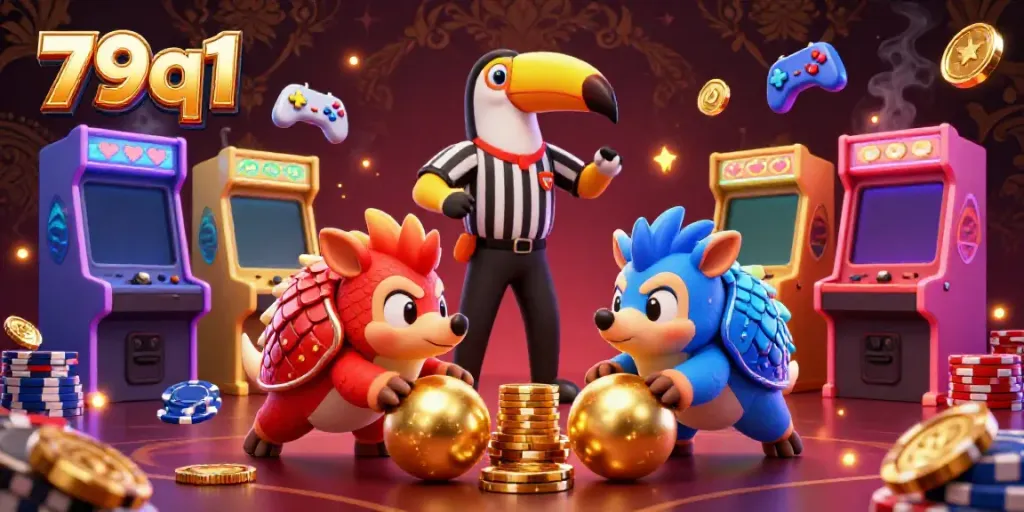 Experience thrilling gameplay with 79q1, featuring pangolins and vibrant casino elements in 3D.