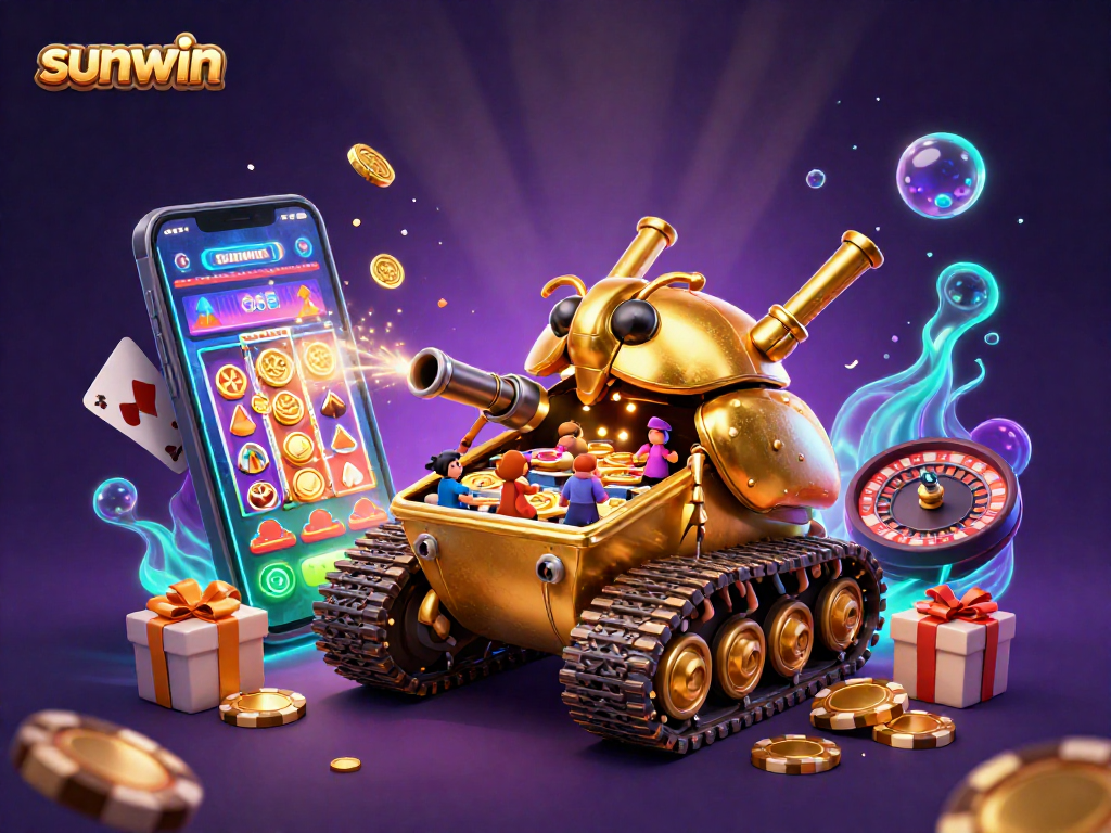 Engage with sunwin's vibrant 3D casino beetle tank showcasing exciting games and golden rewards.