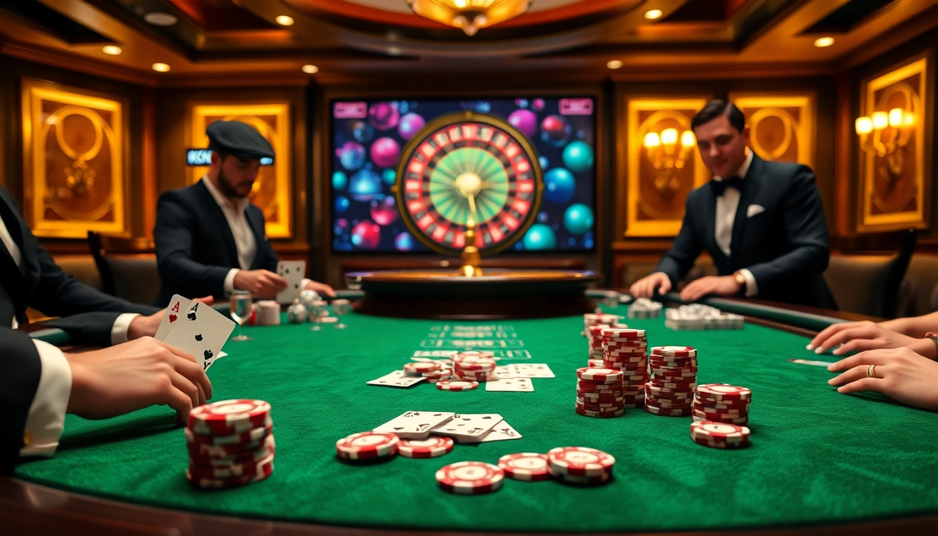 Engaging players at a luxurious casino table featuring KEONHACAI poker action.