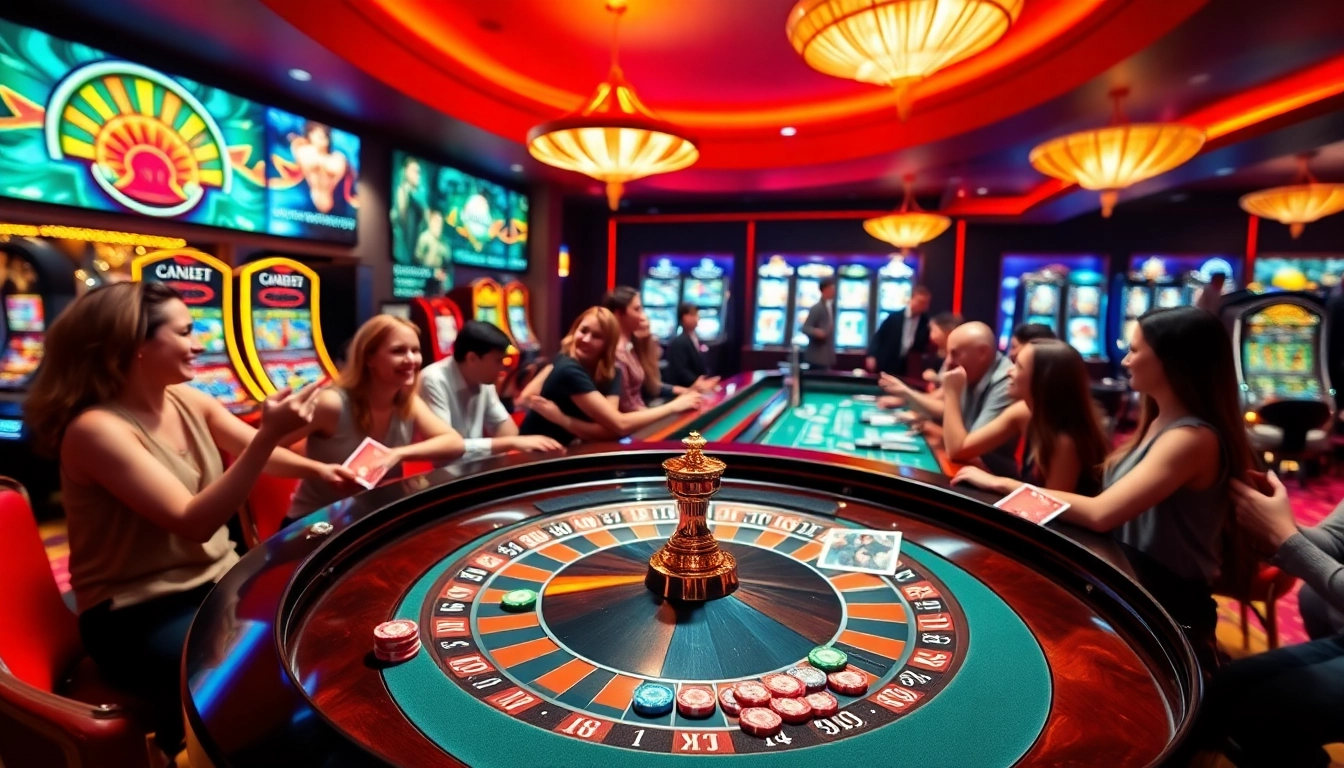 Revivez l'excitation dans un nouveau casino en ligne avec des joueurs autour de la roulette.