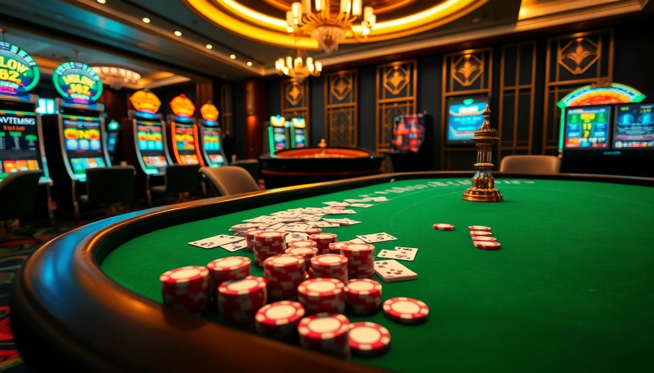 Experience thrilling gameplay at luongsontv with exciting casino visuals and vibrant gambling action.