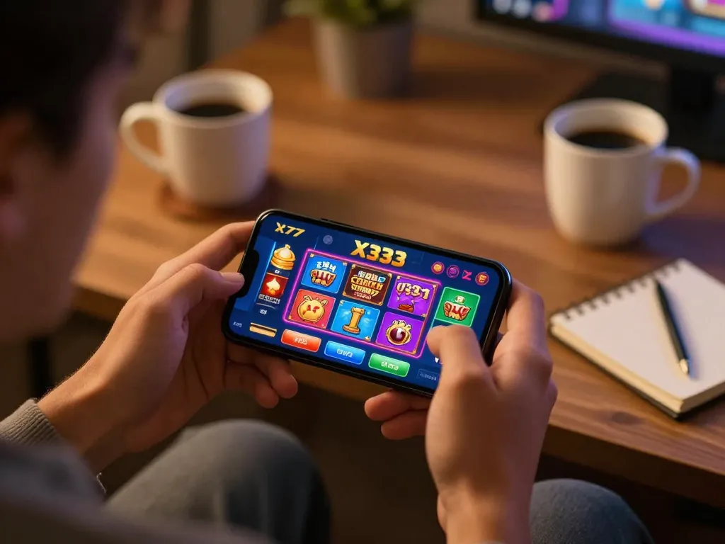 Player engaging with the X333 app, experiencing online gaming excitement.