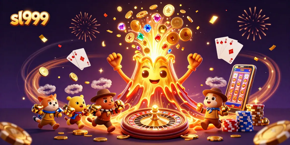 Viva a emoção e os prêmios do sl999 em um cenário de cassino vibrante e colorido.