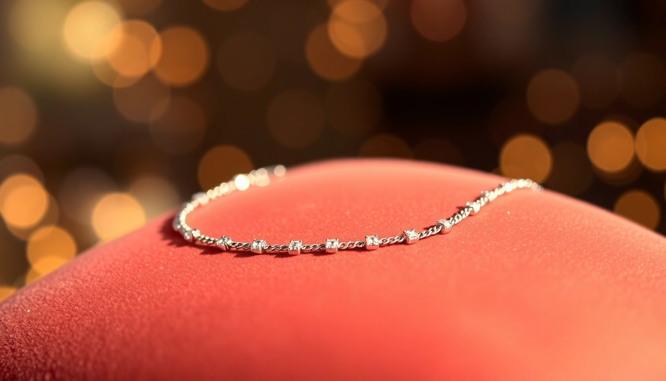 Showcasing a Diamond by the yard bracelet with stunning bezel-set diamonds glimmering on a cushion.