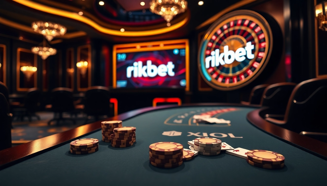 Experience thrilling gameplay at rikbet casino with luxurious poker tables and vibrant atmosphere.