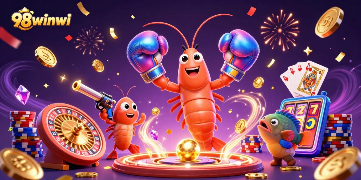 Engage with the vibrant casino scene featuring 98winwi, filled with excitement, coins, and captivating characters.
