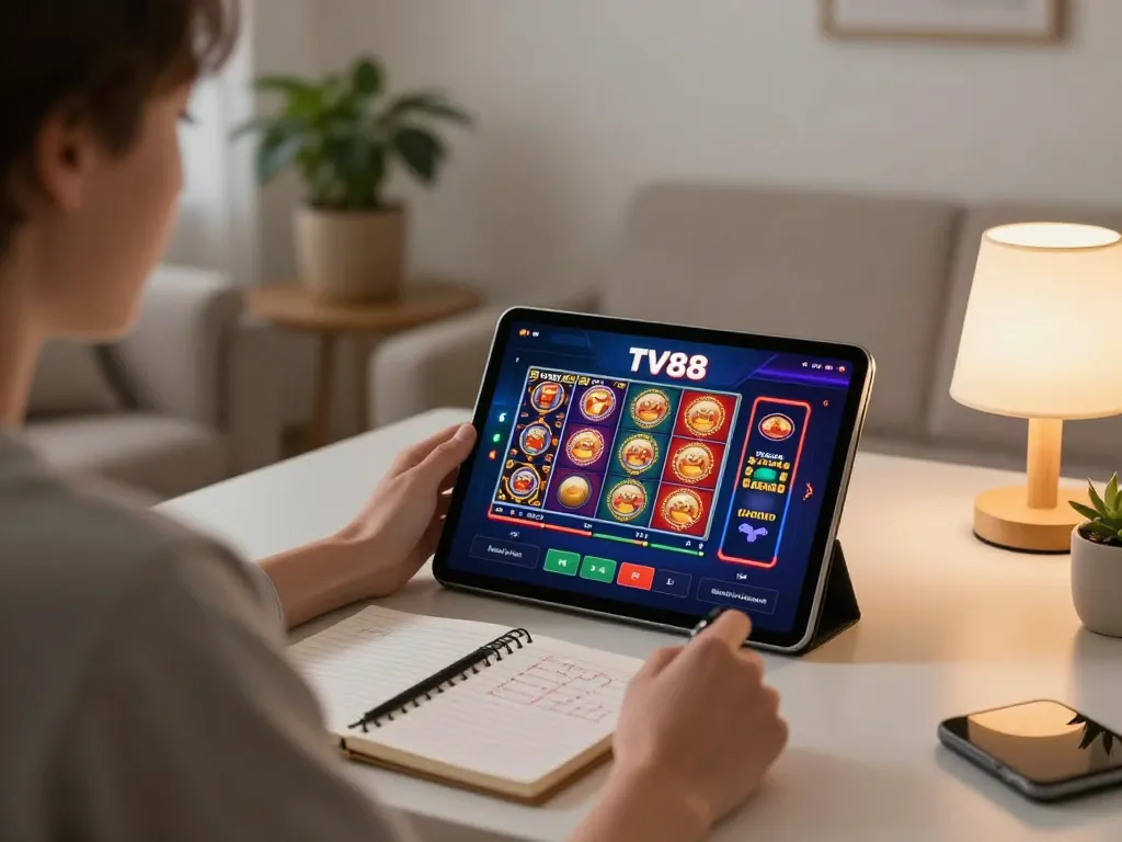 Player engaging with the TV88 app for an immersive online casino experience.