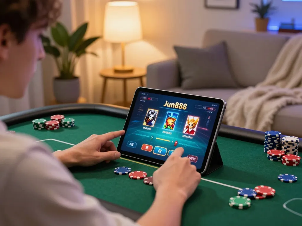 Engaging online gaming moment on Jun888 featuring poker action and strategic decision-making