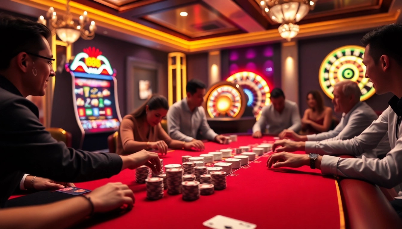 Experience the excitement of HB888 with players engaging at luxury casino tables.