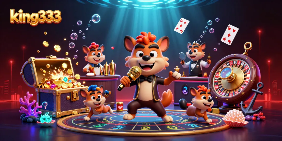 Experience exciting gaming at king333 as hyenas run a comedy casino with treasures and vibrant gaming elements.