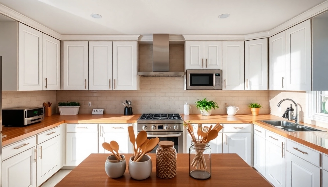 Cabinet refacing Clearwater FL transformation in a bright kitchen space.