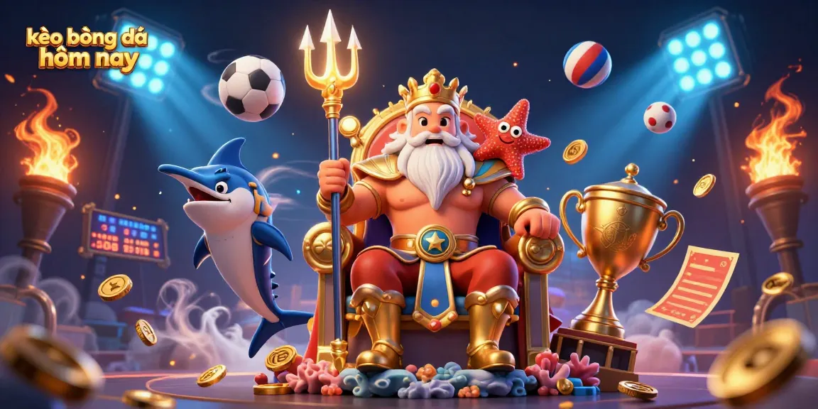 Engage with kèo bóng đá hôm nay through this vibrantly illustrated scene filled with dynamic sports betting elements.