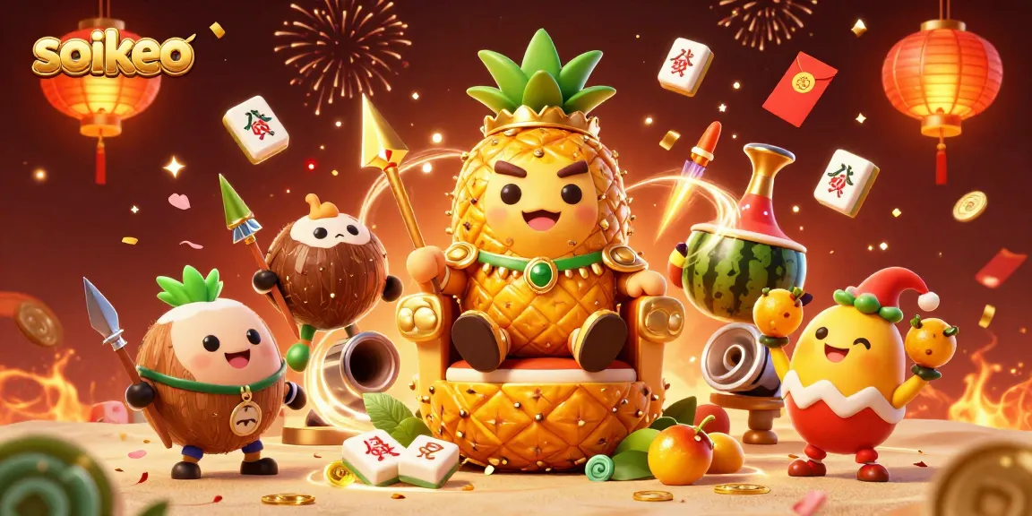 Engage in thrilling action with soikeo as the golden pineapple king leads an exciting casino adventure.