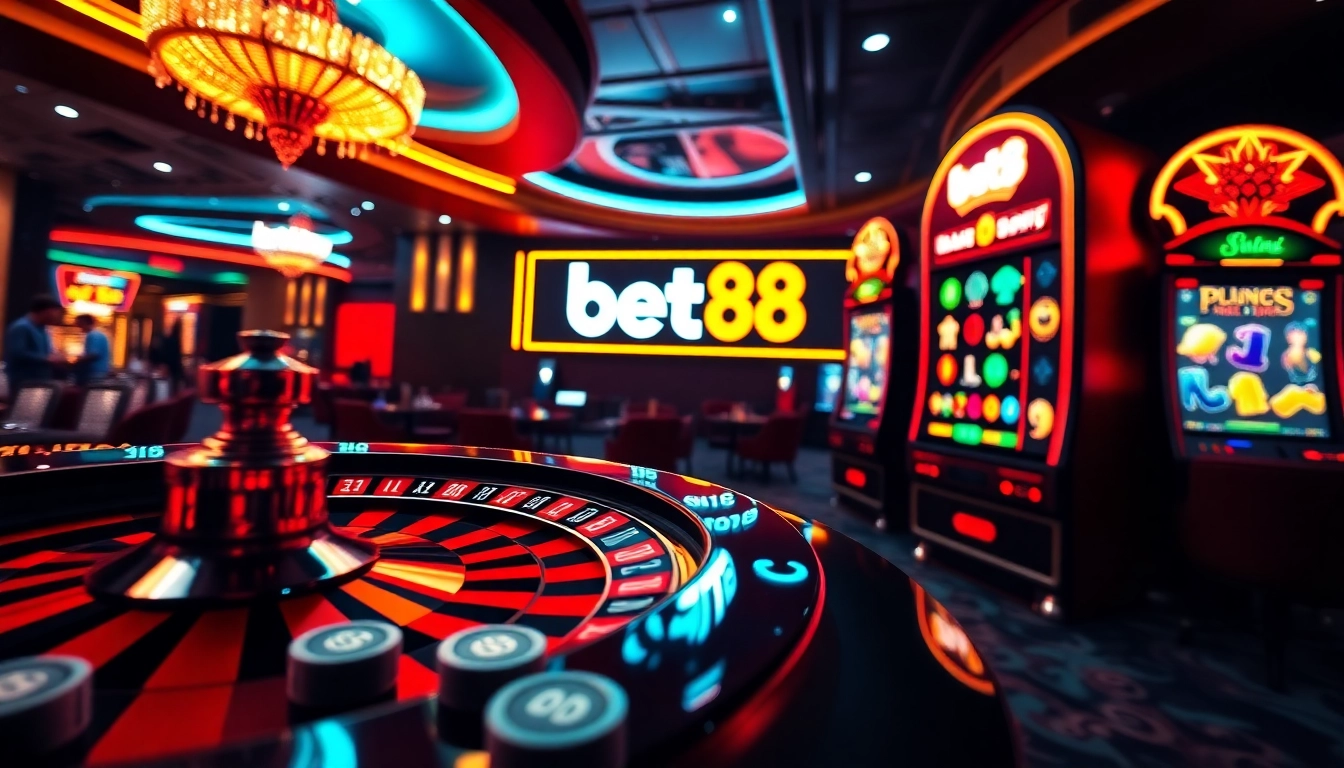 Experience the thrill of Bet88 đăng nhập at a luxurious online casino interface with vibrant colors.