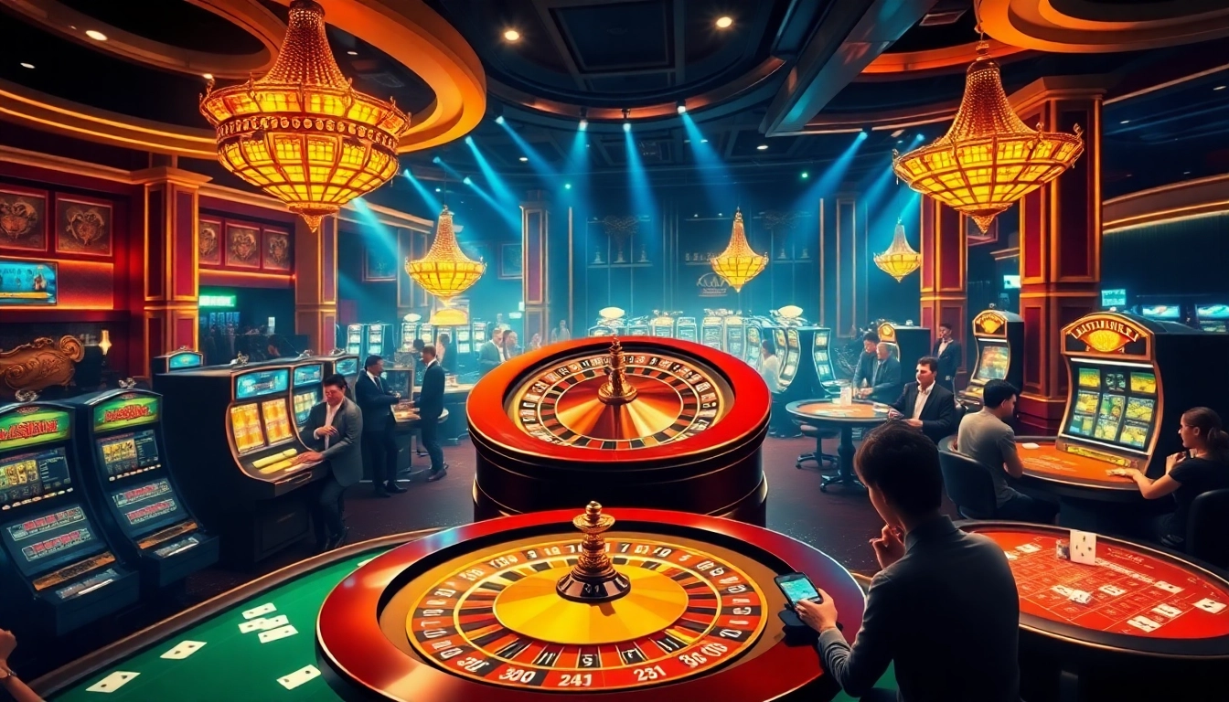 Gamblers enjoying a thrilling moment at THABET's luxurious casino.