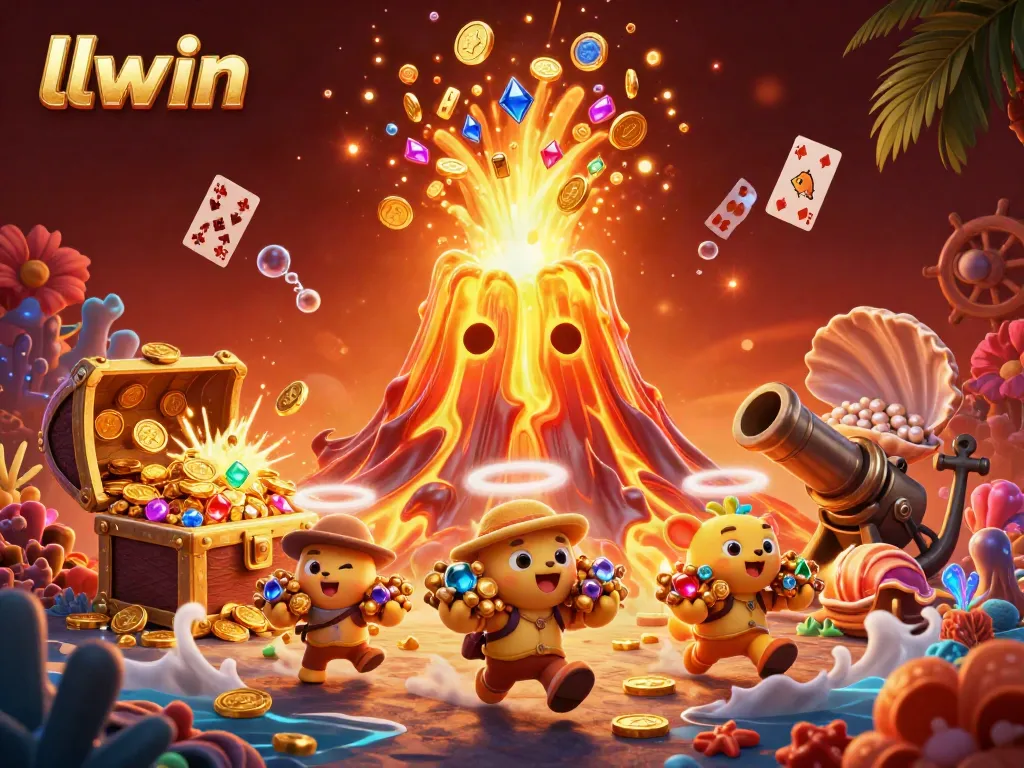 Experience thrilling wins with llwin in an exciting 3D treasure-filled casino scene.
