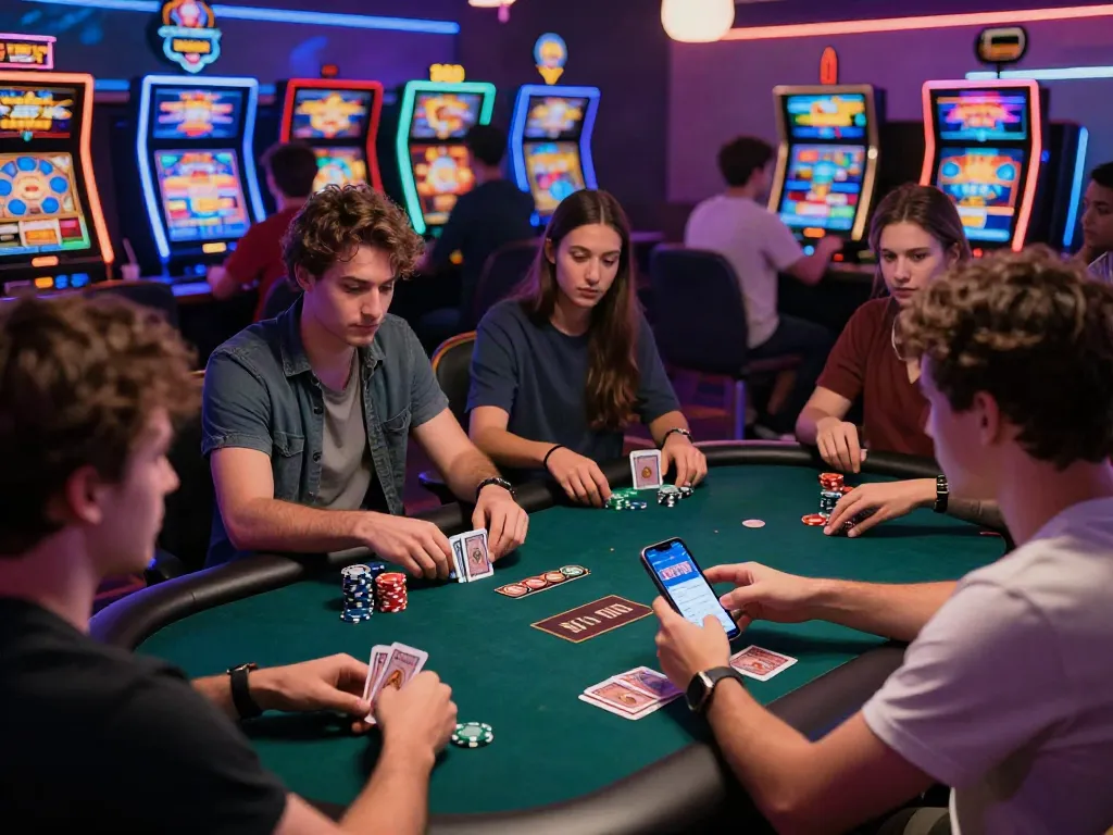 Nohuwin players enjoying an exciting online gaming experience in a vibrant casino atmosphere.
