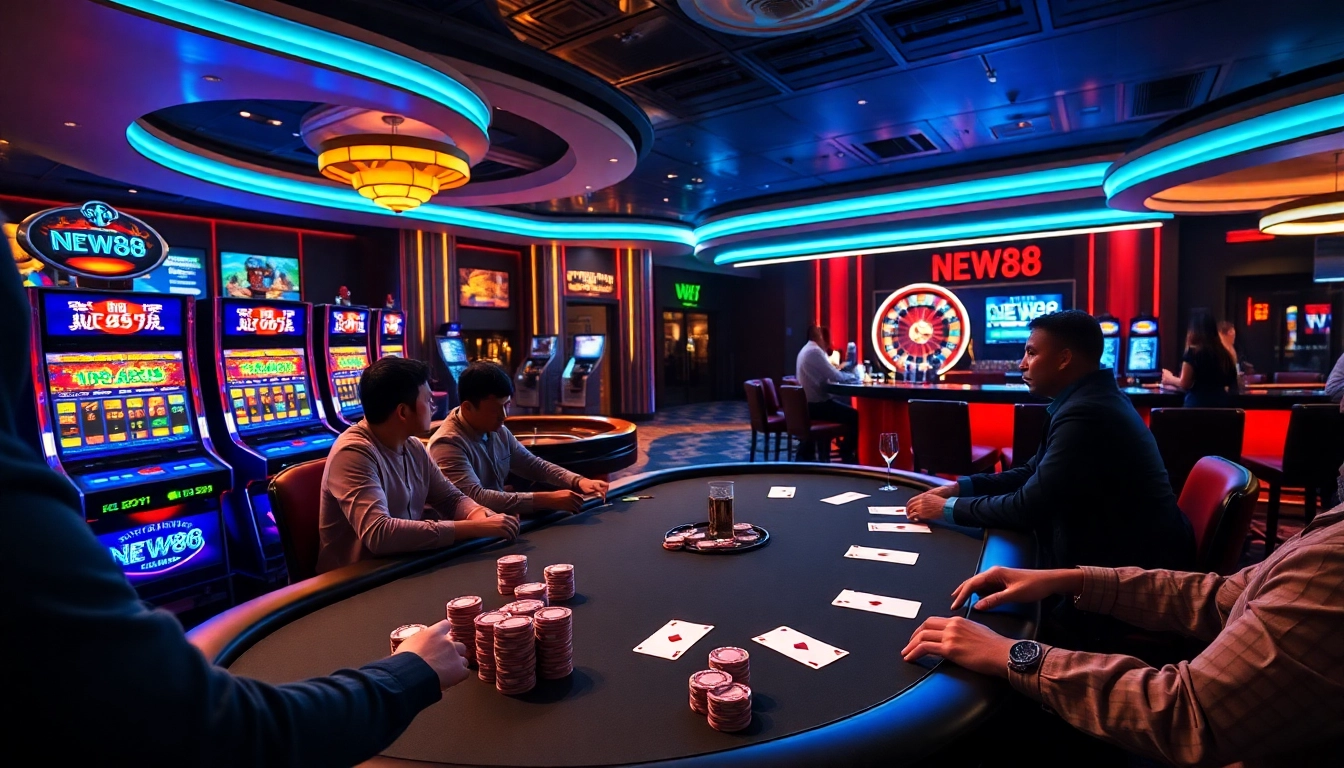 Experience high-stakes poker action at NEW88, with vibrant casino atmosphere and thrilling games.