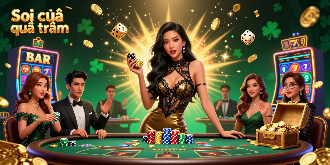 Soi cầu quả trám strategy illustrated with a glamorous Asian woman at a baccarat table showcasing high-value casino chips and exciting game elements.