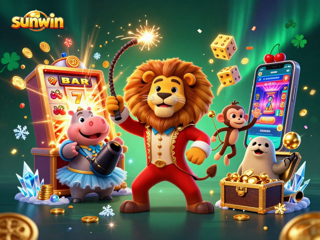 Experience thrilling jackpots and vibrant action with sunwin's lively casino scene featuring iconic characters.