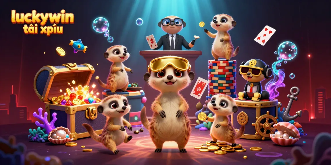 Experience the fun of luckywin tài xỉu with meerkats running a vibrant casino scene.