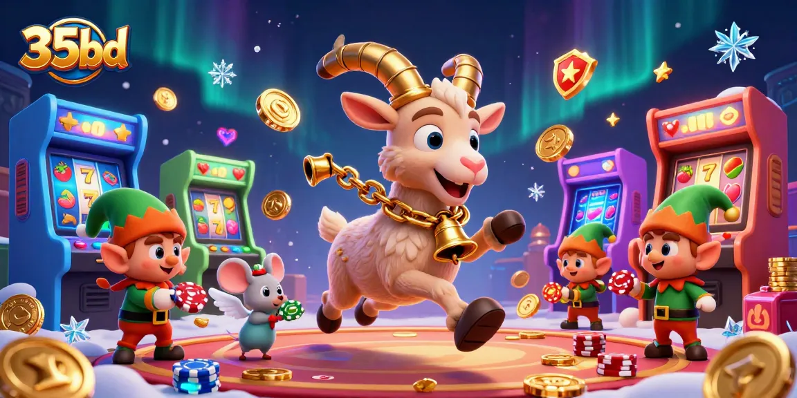 Experience thrilling gameplay at 35bd with festive casino action featuring Krampus and playful characters.