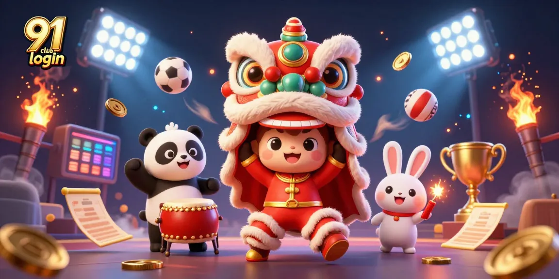 Engage with 91 club login for exciting gaming adventures in a vibrant 3D casino scene.