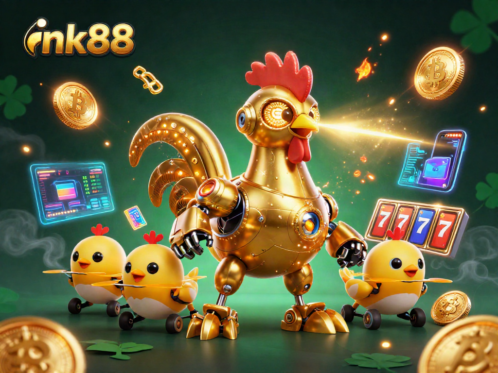 Experience thrilling gaming action with nk88, featuring futuristic characters amidst vibrant casino elements.