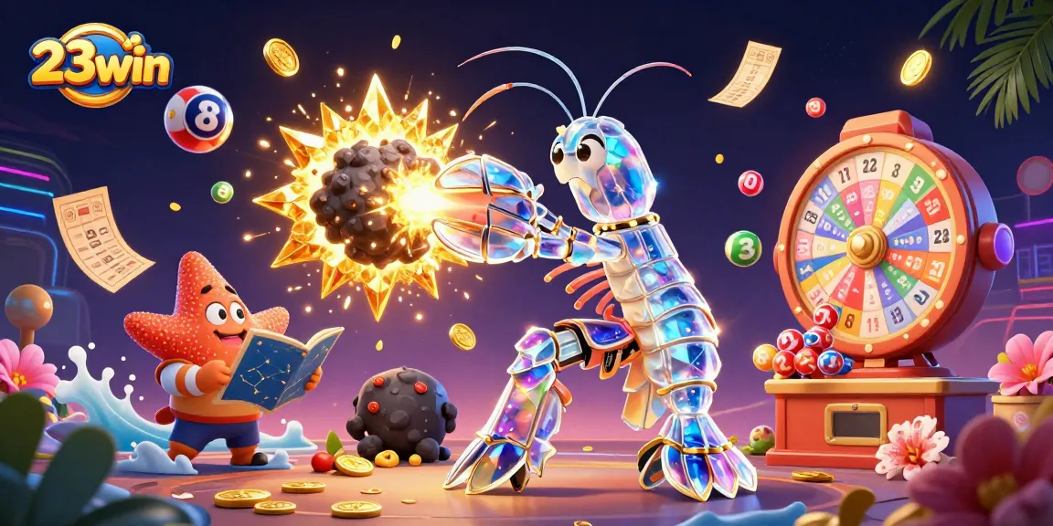 Boost your gaming with 23win's exciting lottery balls and dynamic prizes in this vibrant casino scene.