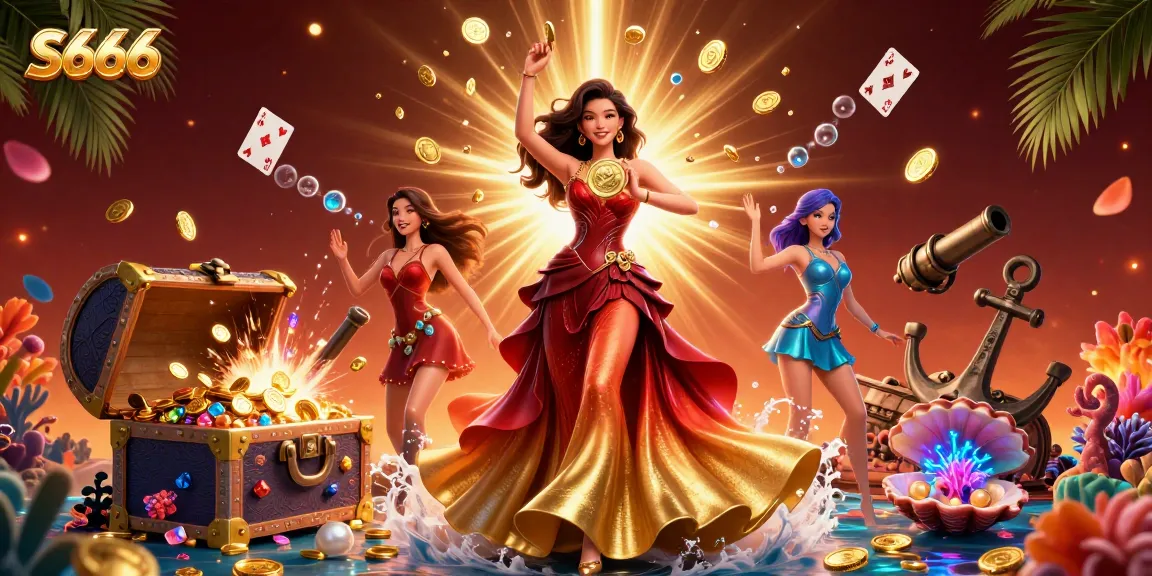 S666 promotes winning strategies in a vibrant casino setting with a stunning Asian woman holding a golden coin.