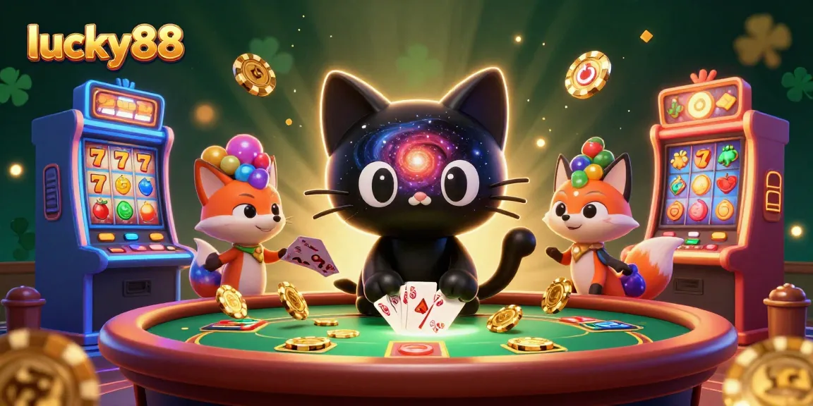 Experience thrilling gameplay with lucky88, featuring cosmic characters and colorful slot machines.