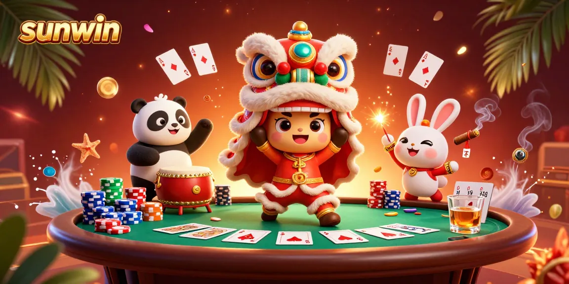 Experience thrilling gameplay with sunwin at a vibrant casino scene featuring lively characters and poker action.