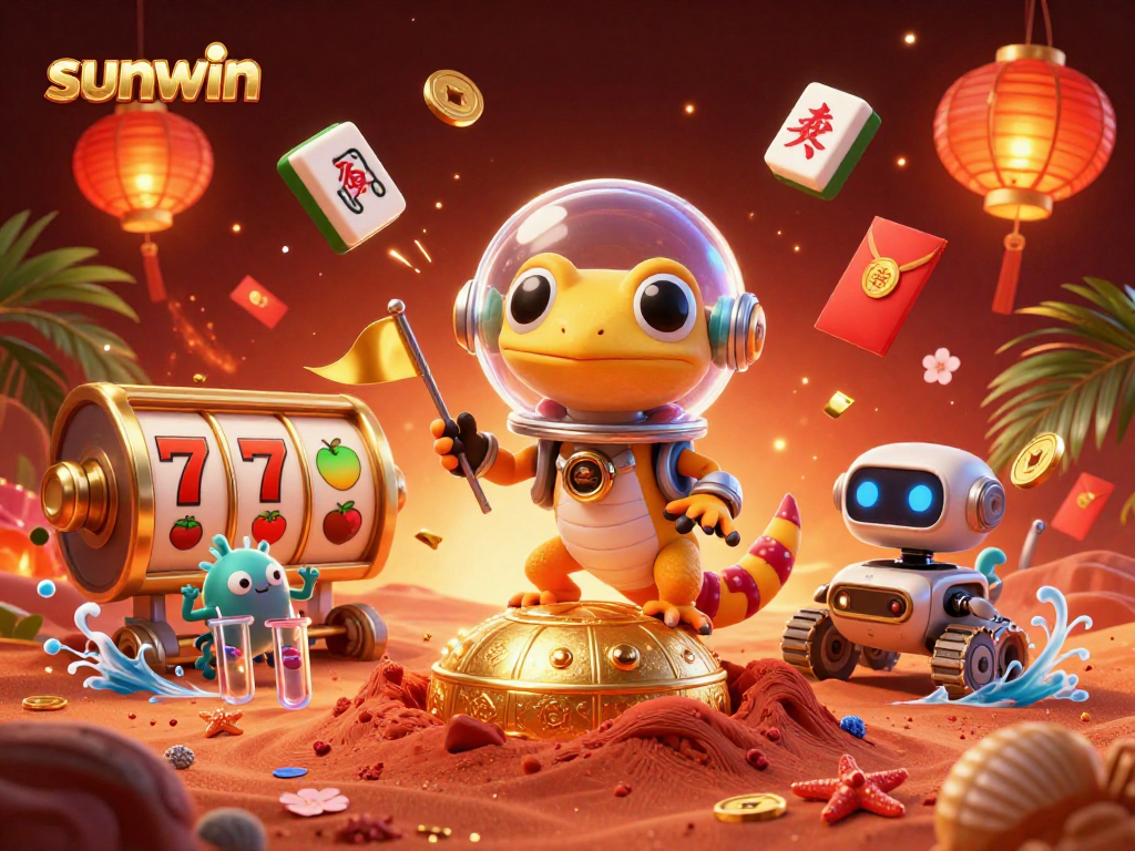 Join the Martian gecko in a vibrant sunwin casino adventure amidst dynamic games.