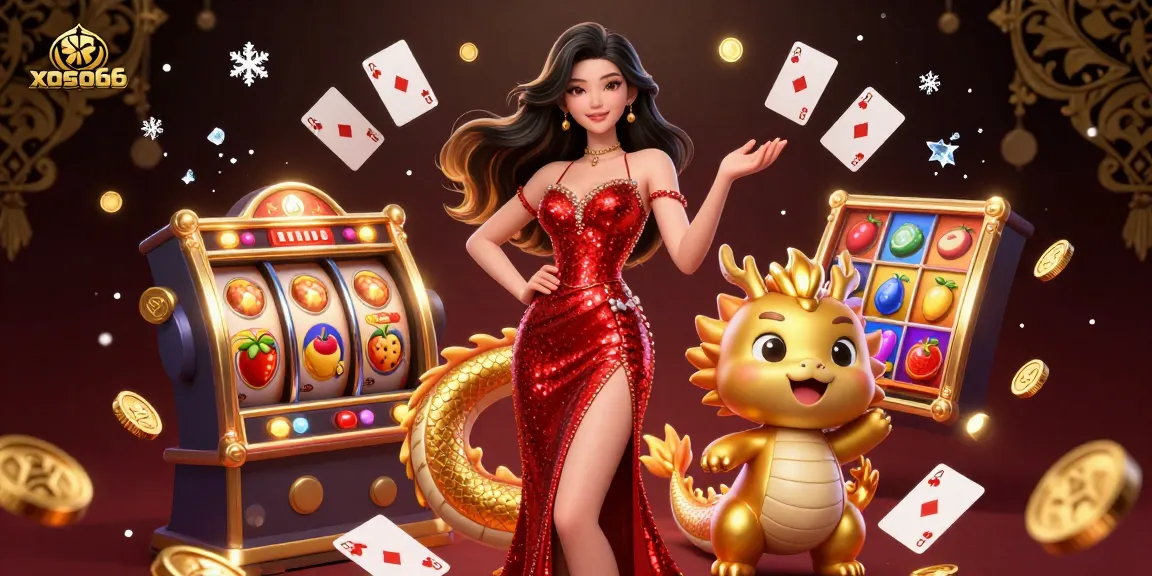 Experience the thrill of xoso66 gaming with a stunning illustration capturing dynamic slot reels and a welcoming atmosphere.