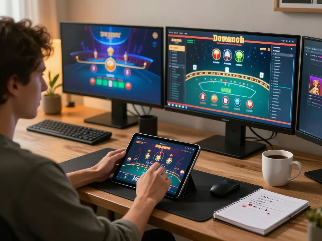 Experimente uma jogabilidade envolvente de blackjack online com 166bet em um elegante setup em casa.