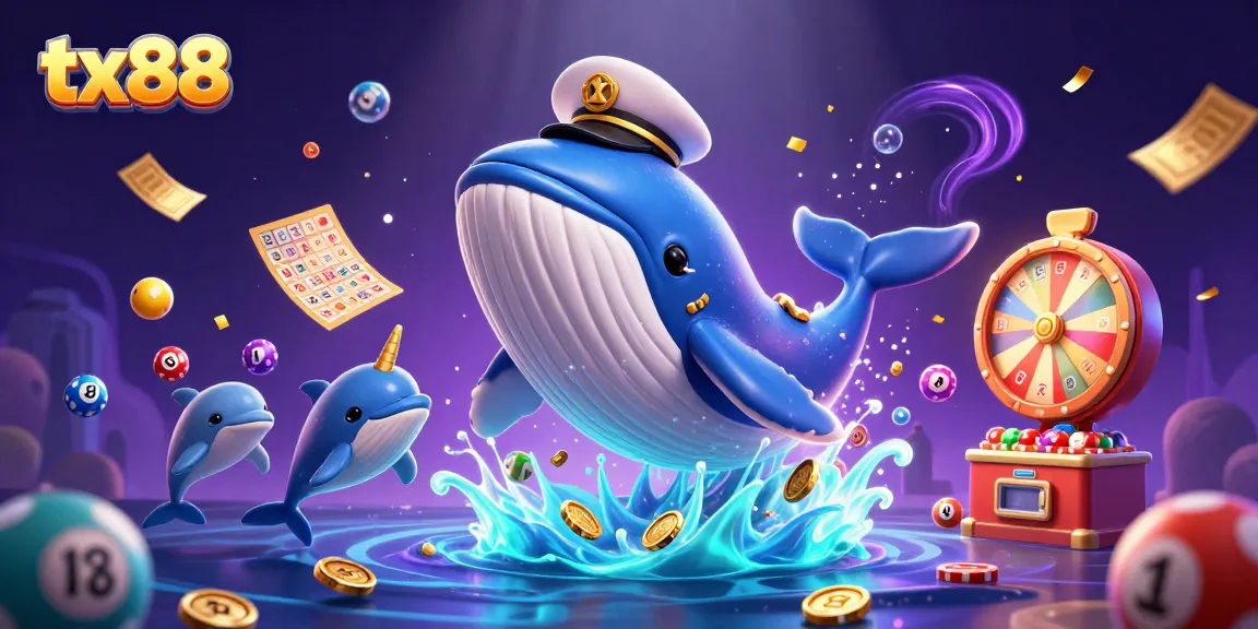 Engage in thrilling gameplay with tx88 as a giant whale and friends celebrate winning moments.