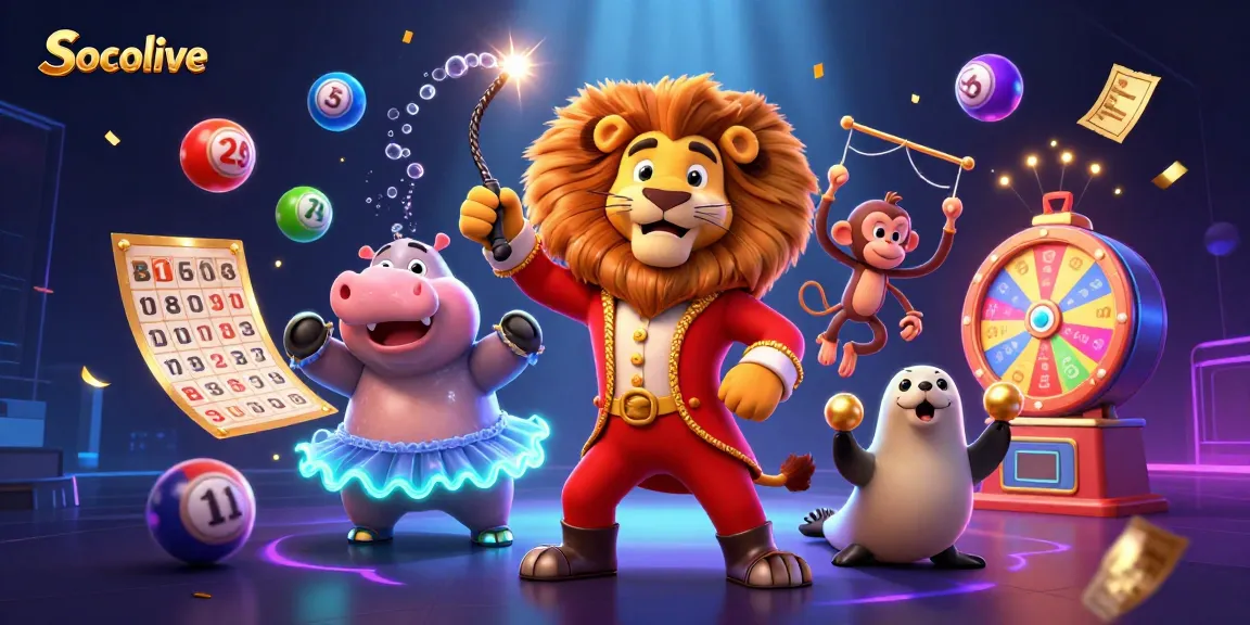 Socolive showcases interactive lottery theme with vibrant characters and elements for live gaming.