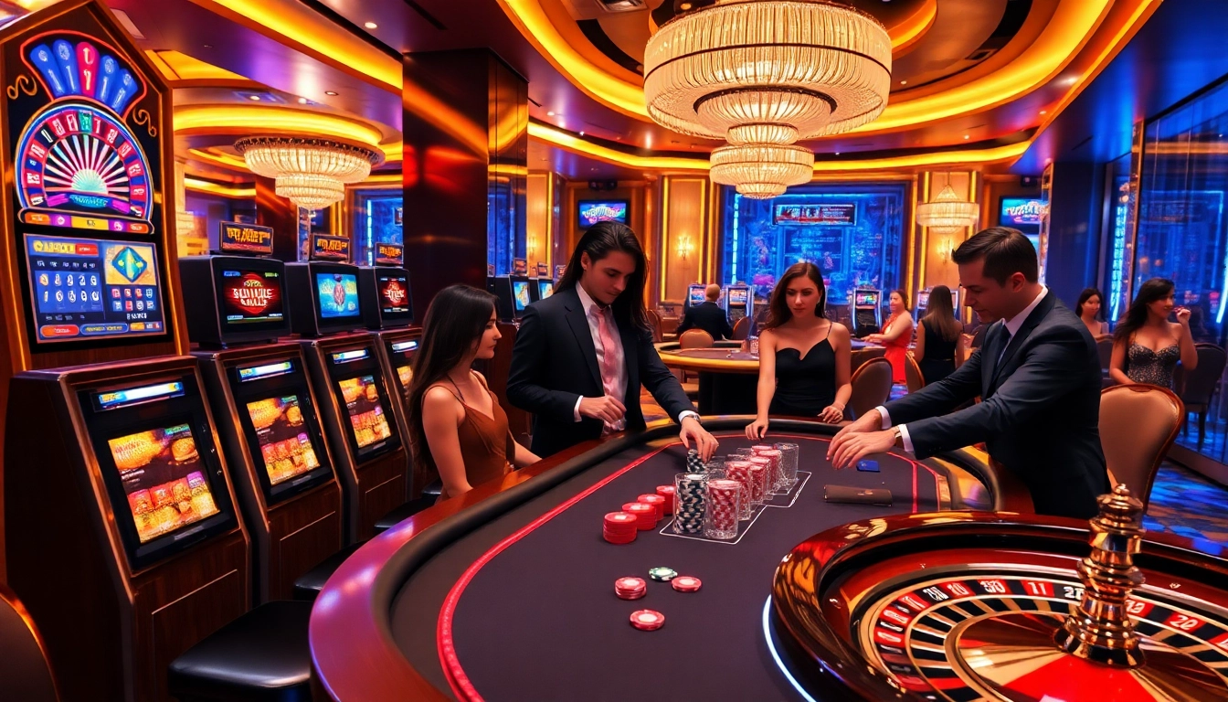 Immerse in the excitement at TR88 with players experiencing vibrant casino games and luxury gaming tables.