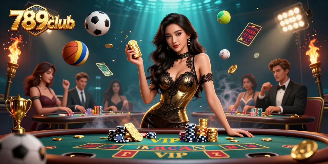 Experience the thrill of 789club at a VIP baccarat table with glamorous casino elements.